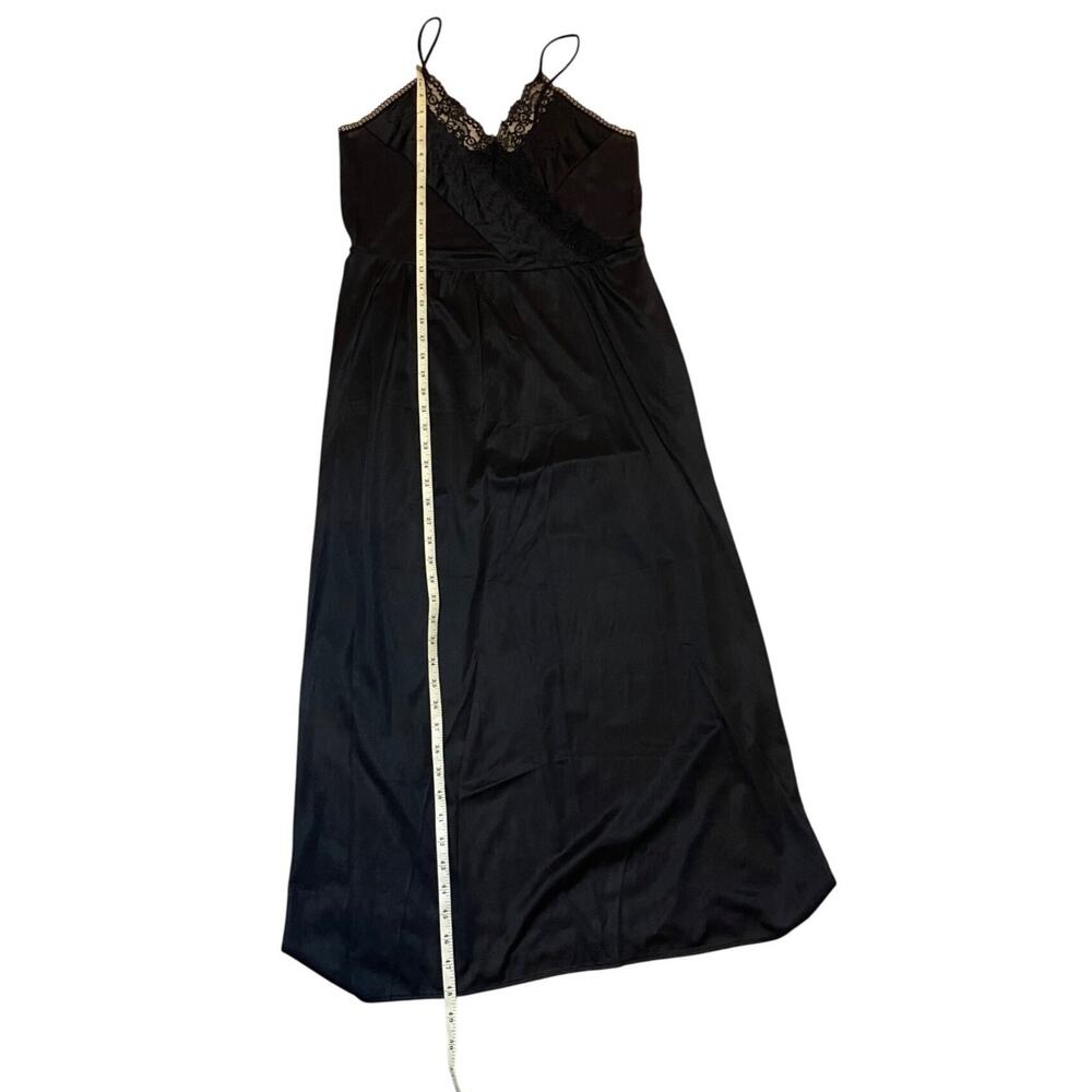 Vintage Private Treasures Black Lace Trim Slip Nightgown Size Medium 1970s - Picture 13 of 14